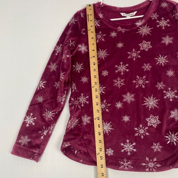 Emily Daniels Woman Snowflake Long Sleeved T Shirt Purple Small Sweatshirt new - Picture 7 of 16